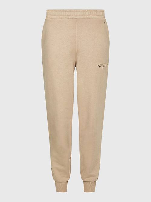 Tommy Hilfiger Fleece Cuffed Leg Joggers Nadrág Női Bézs | TH890SUQ