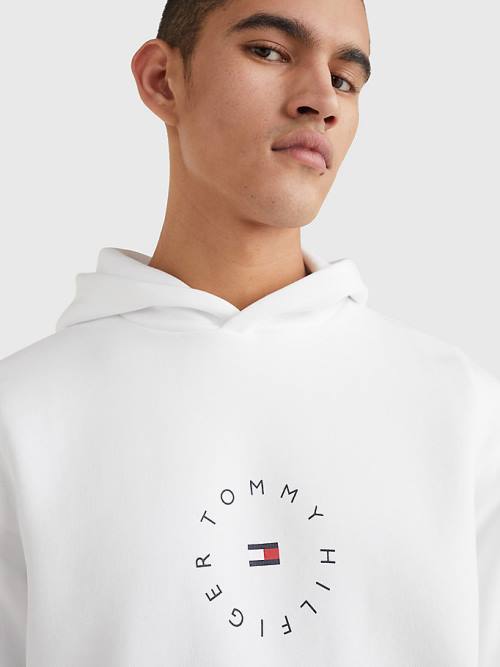 Tommy Hilfiger Flex Fleece Graphic Kapucnis Pulóver Férfi Fehér | TH861NWX