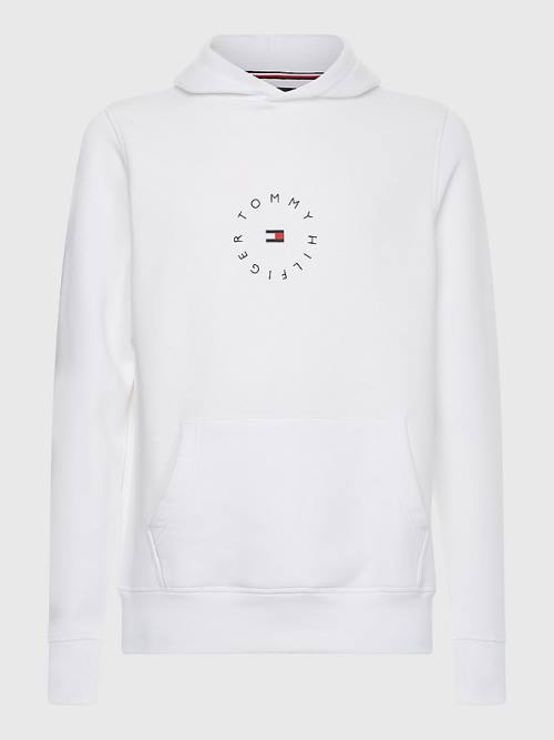 Tommy Hilfiger Flex Fleece Graphic Kapucnis Pulóver Férfi Fehér | TH861NWX