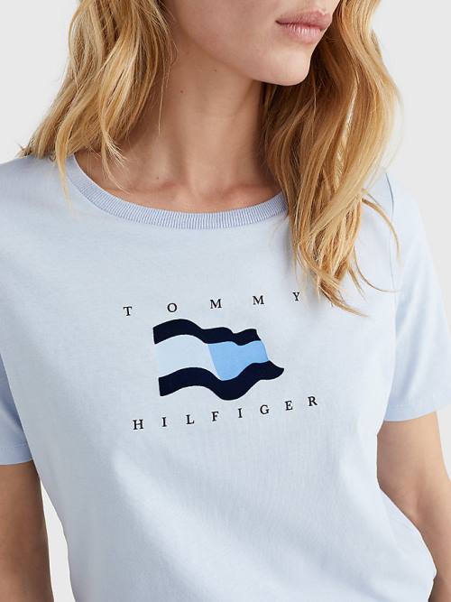 Tommy Hilfiger Flock Flag Póló Női Kék | TH238WEK