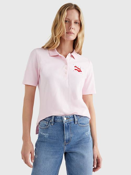 Tommy Hilfiger Flock Flag Póló Női Rózsaszín | TH436XUE