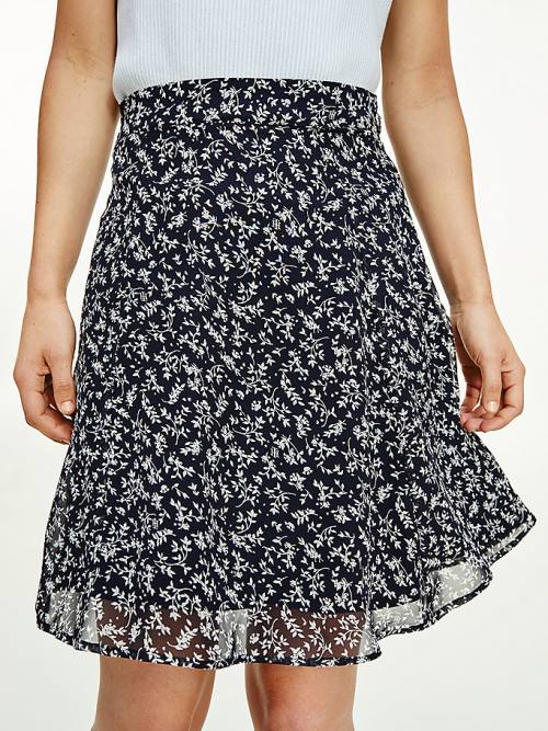 Tommy Hilfiger Floral Chiffon Relaxed Fit Mini Szoknya Női Kék | TH925ZXM