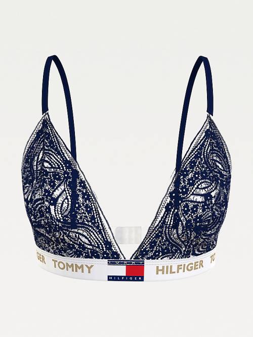 Tommy Hilfiger Floral Csipke Triangle Bralette Fehérnemű Női Kék | TH586IQD