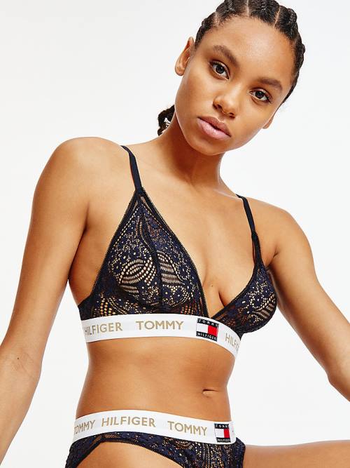 Tommy Hilfiger Floral Csipke Triangle Bralette Fehérnemű Női Kék | TH586IQD