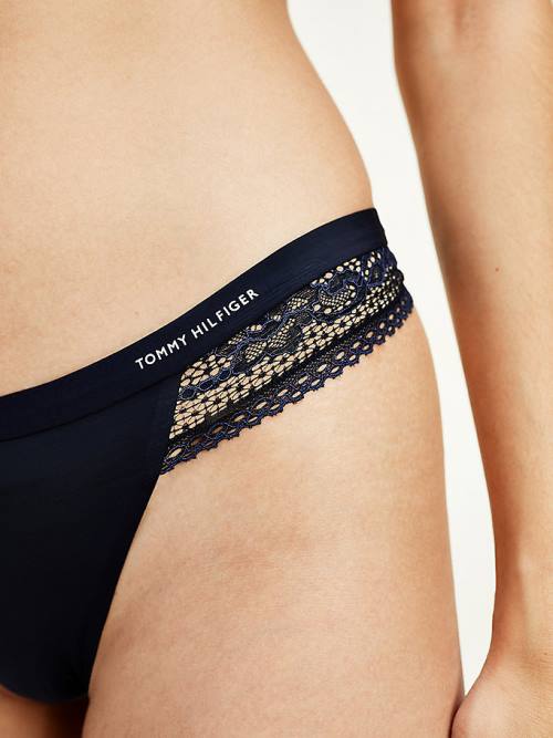 Tommy Hilfiger Floral Csipke Trim Tanga Fehérnemű Női Kék | TH135NMS