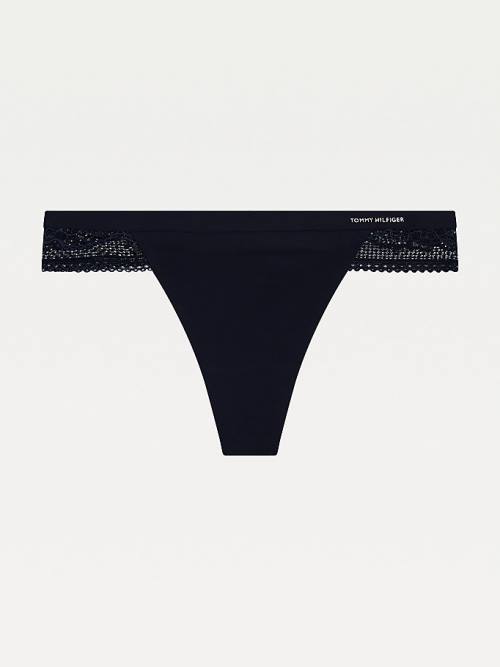 Tommy Hilfiger Floral Csipke Trim Tanga Fehérnemű Női Kék | TH135NMS