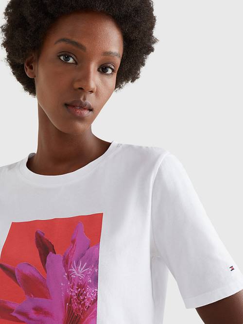 Tommy Hilfiger Floral Print Organic Pamut Póló Női Fehér | TH965JPT