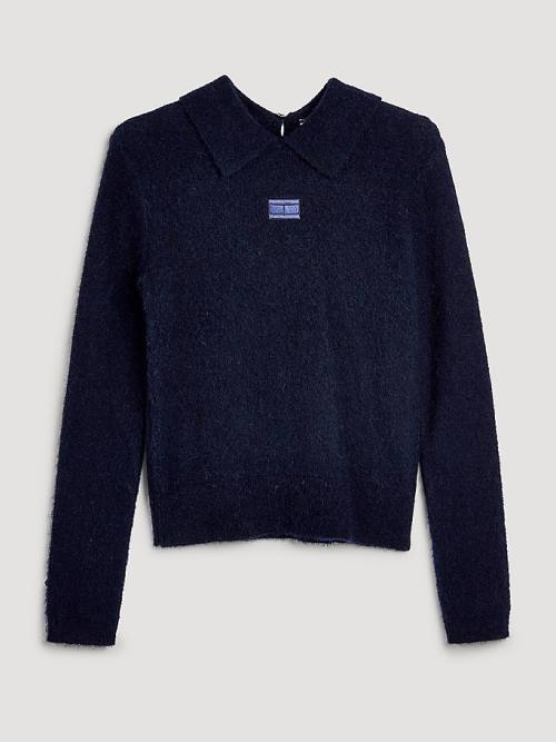 Tommy Hilfiger Fluffy Alpaca Wool Collared Jumper Póló Női Kék | TH745EHX