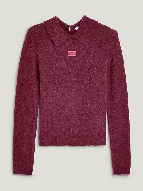 Tommy Hilfiger Fluffy Alpaca Wool Collared Jumper Póló Női Lila | TH821JAL