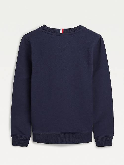 Tommy Hilfiger Front Logo Pulóver Fiú Kék | TH749BWK