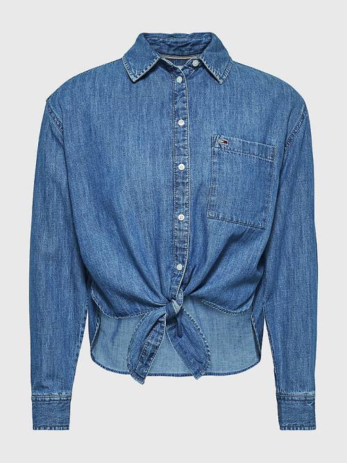 Tommy Hilfiger Front-Tie Denim Chambray Ingek Női Denim | TH617EJR