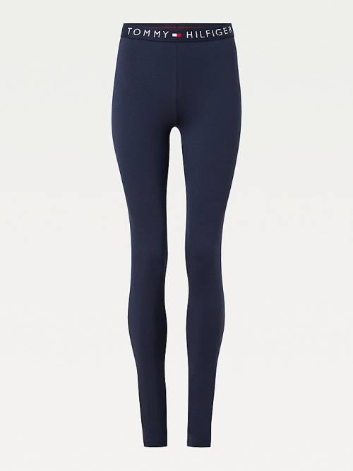 Tommy Hilfiger Full Length Logo Leggings Női Kék | TH472CVH