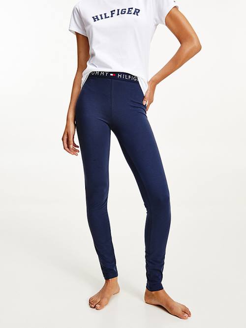 Tommy Hilfiger Full Length Logo Leggings Női Kék | TH472CVH