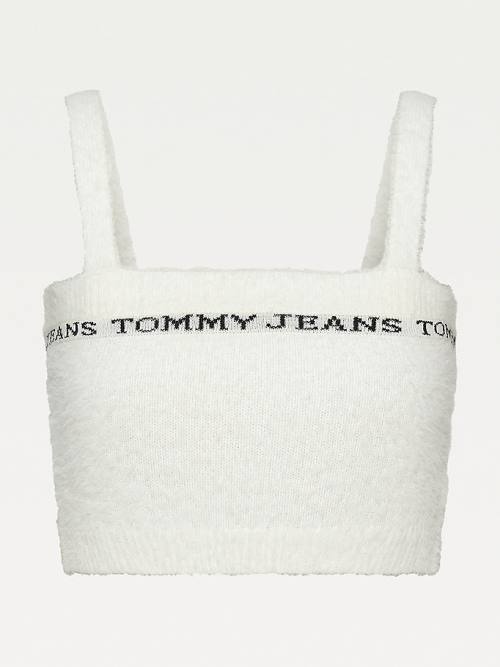 Tommy Hilfiger Furry Cropped Cami Pulóverek Női Fehér | TH215EUH