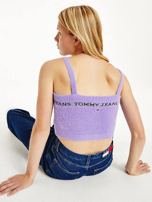 Tommy Hilfiger Furry Cropped Cami Pulóverek Női Lila | TH483LPB