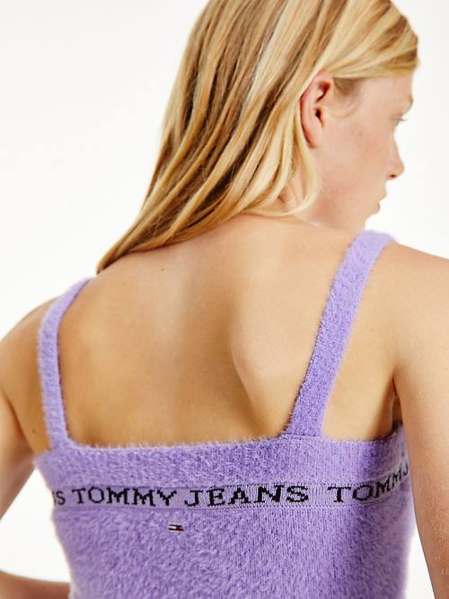 Tommy Hilfiger Furry Cropped Cami Pulóverek Női Lila | TH483LPB