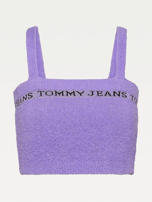 Tommy Hilfiger Furry Cropped Cami Pulóverek Női Lila | TH483LPB