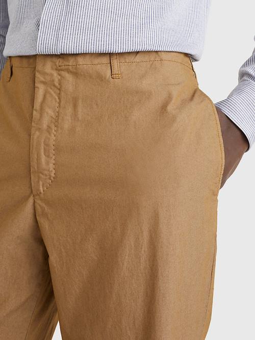 Tommy Hilfiger Garment-Dyed Slim Fit Nadrág Férfi Khaki | TH347TSV