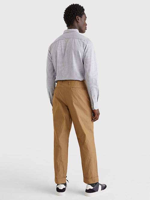 Tommy Hilfiger Garment-Dyed Slim Fit Nadrág Férfi Khaki | TH347TSV