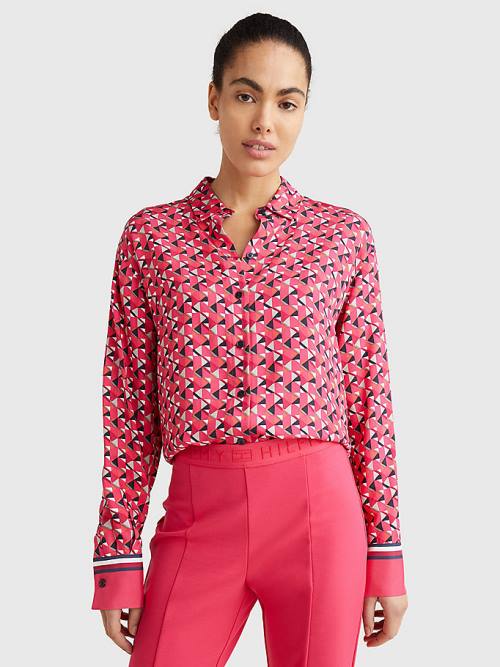 Tommy Hilfiger Geo Print Relaxed Viscose Blúz Női Rózsaszín | TH263XRT