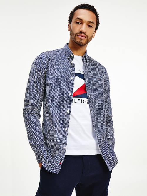 Tommy Hilfiger Geometric Print Slim Fit Ingek Férfi Kék | TH451TFM