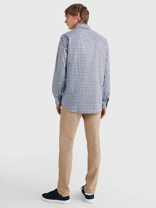 Tommy Hilfiger Gingham Check Organic Oxford Pamut Ingek Férfi Kék | TH356WCI