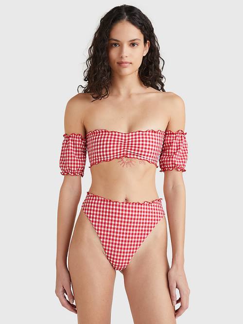 Tommy Hilfiger Gingham Cheeky Fit Bikini Bottoms Fürdőruha Női Piros | TH925HNP