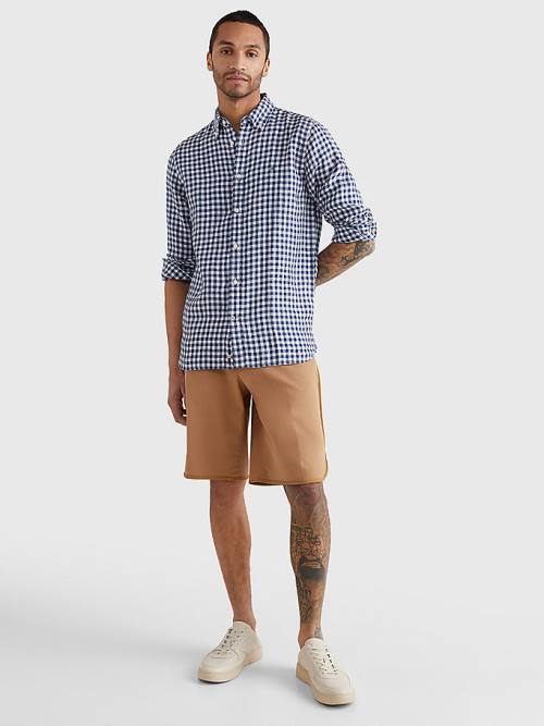 Tommy Hilfiger Gingham Regular Fit Linen Ingek Férfi Kék | TH340XSB