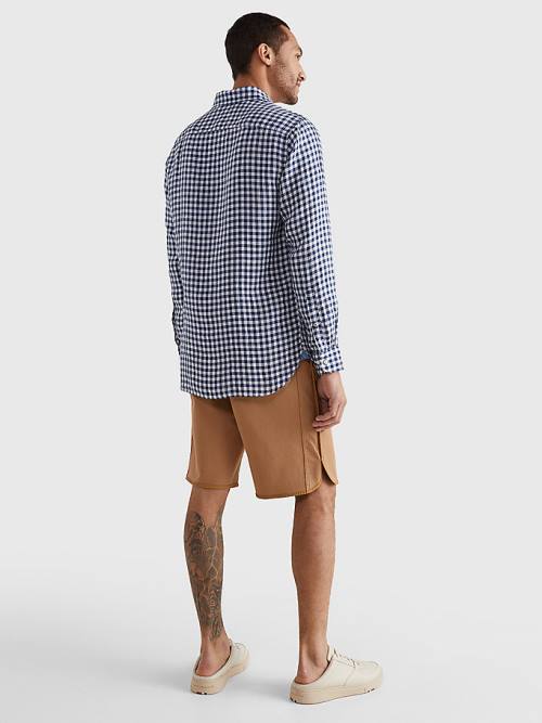 Tommy Hilfiger Gingham Regular Fit Linen Ingek Férfi Kék | TH340XSB