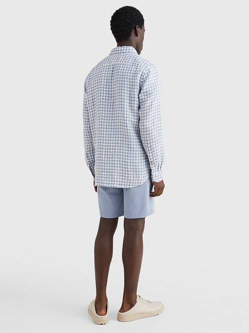 Tommy Hilfiger Gingham Regular Fit Linen Ingek Férfi Kék | TH476PLV