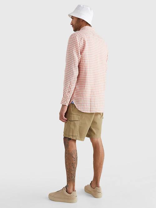 Tommy Hilfiger Gingham Regular Fit Linen Ingek Férfi Rózsaszín | TH680KTZ