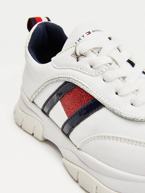 Tommy Hilfiger Glitter Finish Vaskos Tornacipő Lány Fehér | TH459OLE