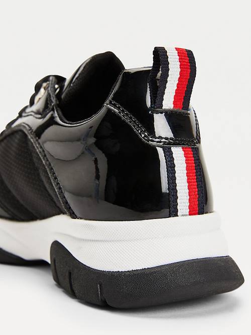 Tommy Hilfiger Glitter Flag Lakkbőr Tornacipő Lány Fekete | TH264DAT