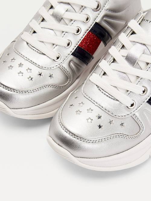 Tommy Hilfiger Glitter Flag Metallic Tornacipő Lány Titán | TH819QUK