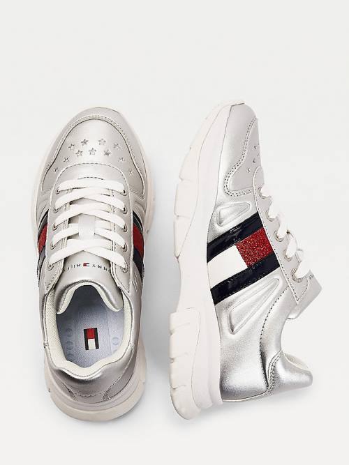 Tommy Hilfiger Glitter Flag Metallic Tornacipő Lány Titán | TH819QUK