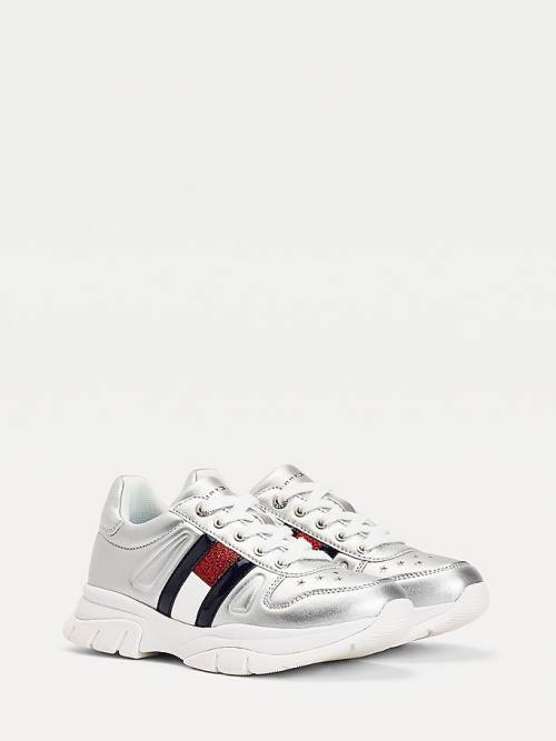 Tommy Hilfiger Glitter Flag Metallic Tornacipő Lány Titán | TH819QUK