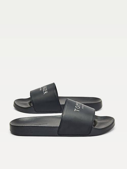 Tommy Hilfiger Glitter Logo Pool Slides Szandál Női Kék | TH016JXZ