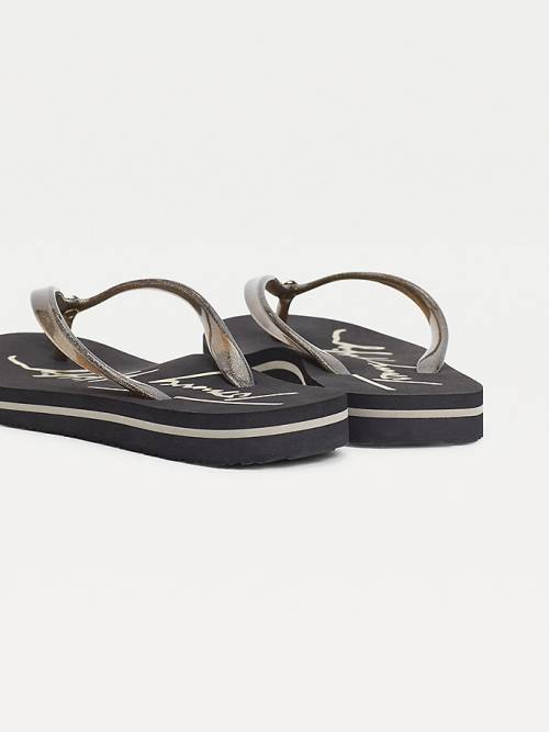 Tommy Hilfiger Glitter Pántos Flip-Flops Szandál Női Fekete | TH061GXB