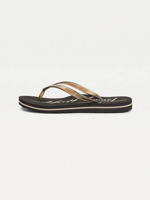 Tommy Hilfiger Glitter Pántos Flip-Flops Szandál Női Fekete | TH061GXB