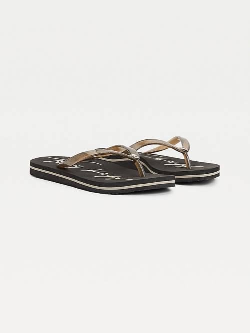 Tommy Hilfiger Glitter Pántos Flip-Flops Szandál Női Fekete | TH061GXB