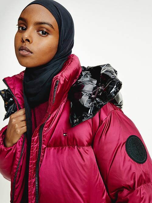 Tommy Hilfiger Gloss Matte Down Puffer Kabát Női Lila | TH493HYU