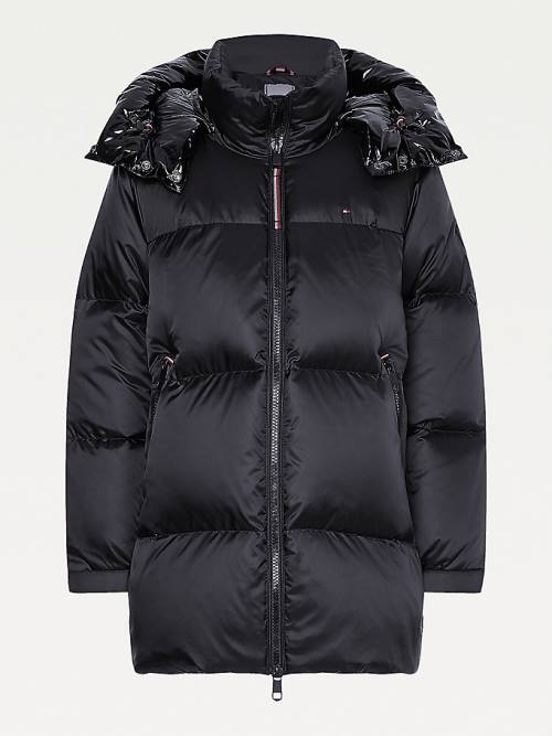 Tommy Hilfiger Gloss Matte Down Puffer Kabát Női Fekete | TH942BJN