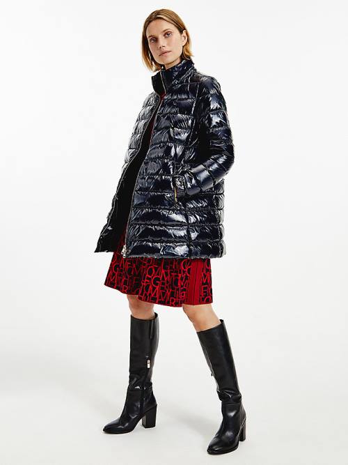 Tommy Hilfiger Glossy High Loft Puffer Coat Kabát Női Kék | TH845ZYE