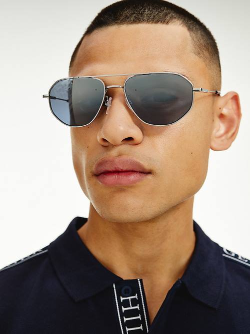 Tommy Hilfiger Gradient Mirror Aviators Napszemüveg Férfi Szürke | TH698YAX