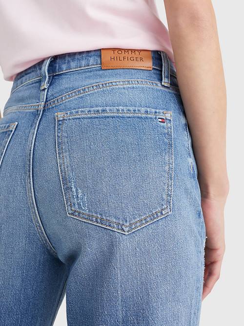 Tommy Hilfiger Gramercy Mom High Rise Tapered Distressed Farmer Női Denim | TH170OMS