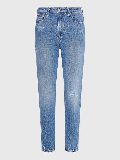 Tommy Hilfiger Gramercy Mom High Rise Tapered Distressed Farmer Női Denim | TH170OMS