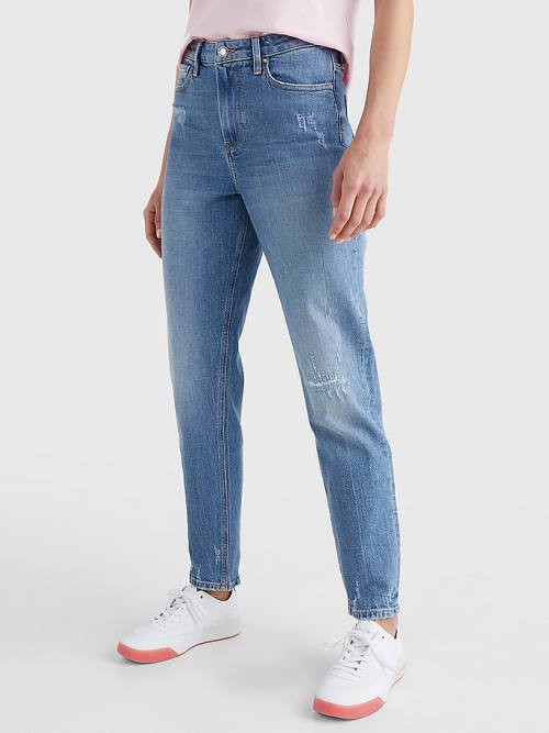 Tommy Hilfiger Gramercy Mom High Rise Tapered Distressed Farmer Női Denim | TH170OMS