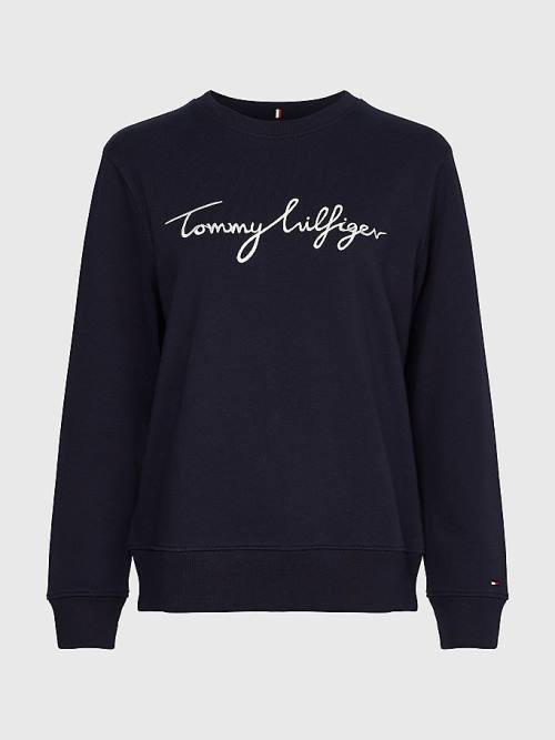 Tommy Hilfiger Graphic Crew Neck Pulóver Női Kék | TH924KPN