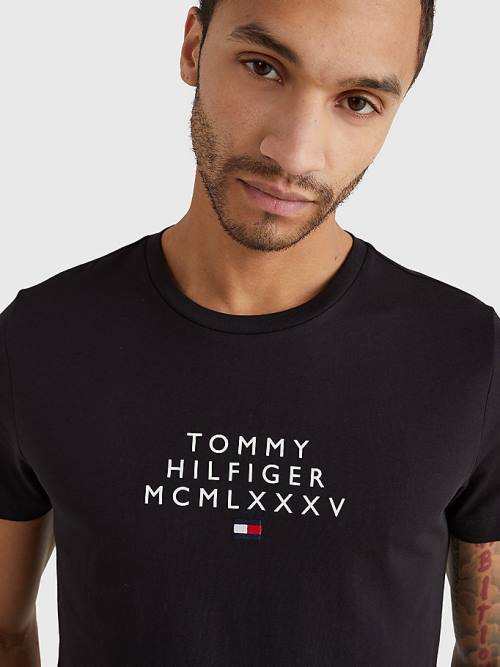 Tommy Hilfiger Graphic Logo Póló Férfi Fekete | TH405BJU