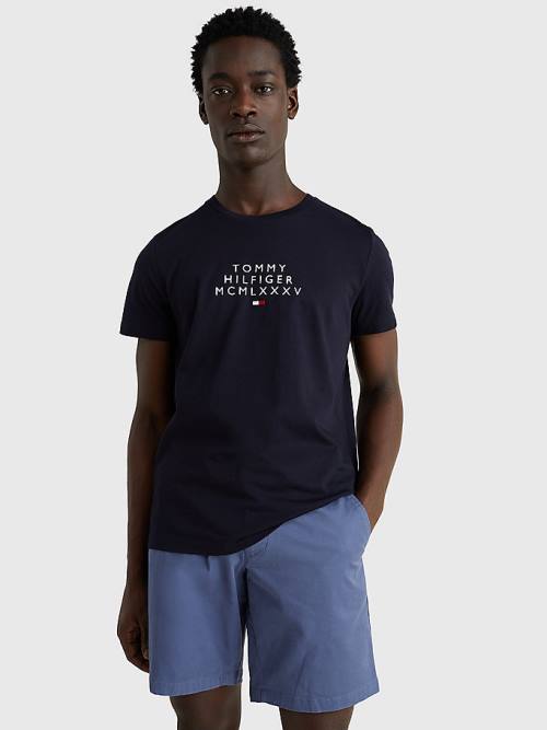 Tommy Hilfiger Graphic Logo Póló Férfi Kék | TH236WDI